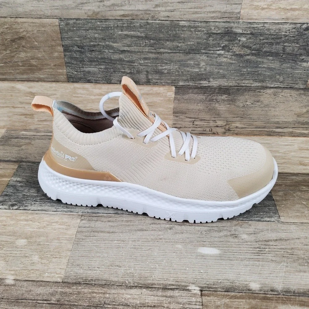 Timberland Pro Setra Safety Shoes Womens Sz 7 Beige Color Anti Fatigue